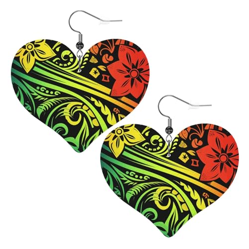 Lederohrringe im hawaiianischen Stammesstil für Damen, Herz-Ohrringe, leicht, baumelnde Ohrringe, Schmuckgeschenk, One Size, Kein Edelstein Lederohrringe im hawaiianischen Stammesstil für Damen, Herz-Ohrringe, leicht, baumelnde Ohrringe, Schmuckgeschenk, One Size, Kein Edelstein von FZQVSLCM