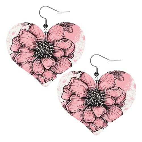 Lederohrringe mit Blumenmotiv für Damen, Herz-Ohrringe, leicht, baumelnde Ohrringe, Schmuck, Geschenke Lederohrringe mit Blumenmotiv für Damen, Herz-Ohrringe, leicht, baumelnde Ohrringe, Schmuck, Geschenke von FZQVSLCM