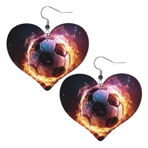 Lederohrringe mit Feuerfußball-Motiv, für Damen, Herz-Ohrringe, leicht, baumelnd, Schmuck, Geschenke Lederohrringe mit Feuerfußball-Motiv, für Damen, Herz-Ohrringe, leicht, baumelnd, Schmuck, Geschenke von FZQVSLCM