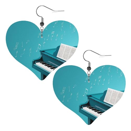 Lederohrringe mit Klavier auf blauem Hintergrund, Herz-Ohrringe, leicht, baumelnde Ohrringe, Schmuck, Geschenke Lederohrringe mit Klavier auf blauem Hintergrund, Herz-Ohrringe, leicht, baumelnde Ohrringe, Schmuck, Geschenke von FZQVSLCM
