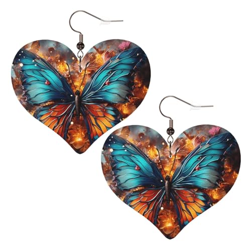 Lederohrringe mit Schmetterlingshintergrund für Damen, Herz-Ohrringe, leicht, baumelnd, Schmuck, Geschenke Lederohrringe mit Schmetterlingshintergrund für Damen, Herz-Ohrringe, leicht, baumelnd, Schmuck, Geschenke von FZQVSLCM