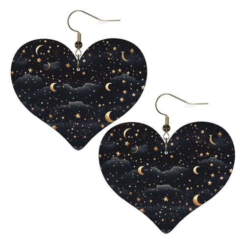 Lederohrringe mit Sternen und Mond für Damen, Herz-Ohrringe, leicht, baumelnd, Schmuck, Geschenke Lederohrringe mit Sternen und Mond für Damen, Herz-Ohrringe, leicht, baumelnd, Schmuck, Geschenke von FZQVSLCM