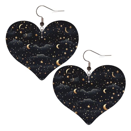 Lederohrringe mit Sternen und Mond für Damen, Herz-Ohrringe, leicht, baumelnd, Schmuck, Geschenke Lederohrringe mit Sternen und Mond für Damen, Herz-Ohrringe, leicht, baumelnd, Schmuck, Geschenke von FZQVSLCM