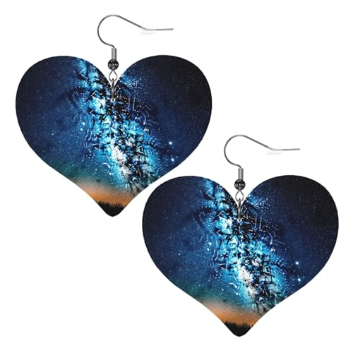 Lederohrringe mit Sternenhimmel für Damen, Herz-Ohrringe, leicht, baumelnde Ohrringe, Schmuck, Geschenke Lederohrringe mit Sternenhimmel für Damen, Herz-Ohrringe, leicht, baumelnde Ohrringe, Schmuck, Geschenke von FZQVSLCM