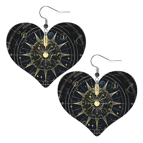 Lederohrringe mit astrologischem Muster für Damen, Herz-Ohrringe, leicht, baumelnde Ohrringe, Schmuck, Geschenke Lederohrringe mit astrologischem Muster für Damen, Herz-Ohrringe, leicht, baumelnde Ohrringe, Schmuck, Geschenke von FZQVSLCM