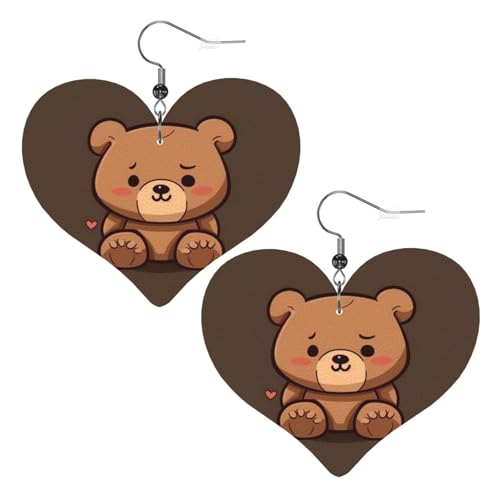Lederohrringe mit niedlichem Cartoon-Bär, für Damen, Herz-Ohrringe, leicht, baumelnd, Schmuck, Geschenke Lederohrringe mit niedlichem Cartoon-Bär, für Damen, Herz-Ohrringe, leicht, baumelnd, Schmuck, Geschenke von FZQVSLCM