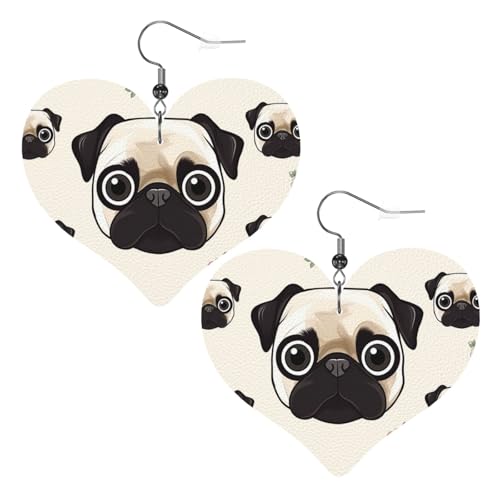 Line Mops-Leder-Ohrringe für Damen, Herz-Ohrringe, leicht, baumelnd, Schmuck, Geschenke Line Mops-Leder-Ohrringe für Damen, Herz-Ohrringe, leicht, baumelnd, Schmuck, Geschenke von FZQVSLCM