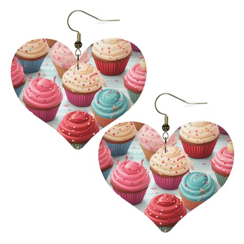 Lollipop Cupcake-Donut-Leder-Ohrringe für Damen, Herz-Ohrringe, leicht, baumelnde Ohrringe, Schmuck, Geschenke, One Size, Kein Edelstein Lollipop Cupcake-Donut-Leder-Ohrringe für Damen, Herz-Ohrringe, leicht, baumelnde Ohrringe, Schmuck, Geschenke, One Size, Kein Edelstein von FZQVSLCM