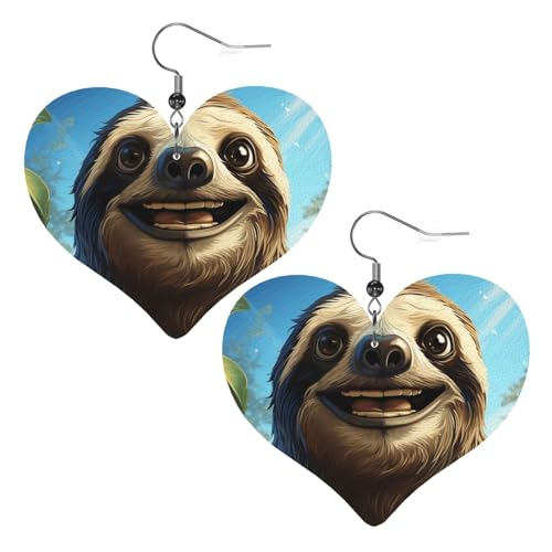 Lustige Faultier-Leder-Ohrringe für Damen, Herz-Ohrringe, leicht, baumelnde Ohrringe, Schmuck, Geschenke Lustige Faultier-Leder-Ohrringe für Damen, Herz-Ohrringe, leicht, baumelnde Ohrringe, Schmuck, Geschenke von FZQVSLCM