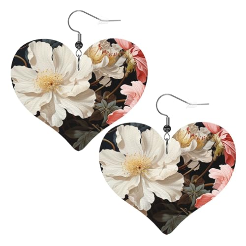 Modische Blumen-Leder-Ohrringe für Damen, Herz-Ohrringe, leicht, baumelnde Ohrringe, Schmuck-Geschenke Modische Blumen-Leder-Ohrringe für Damen, Herz-Ohrringe, leicht, baumelnde Ohrringe, Schmuck-Geschenke von FZQVSLCM