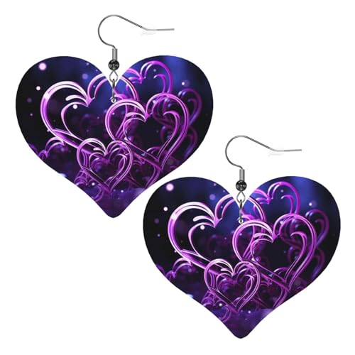 Modische violette Herz-Leder-Ohrringe für Damen, Herz-Ohrringe, leicht, baumelnde Ohrringe, Schmuck, Geschenke Modische violette Herz-Leder-Ohrringe für Damen, Herz-Ohrringe, leicht, baumelnde Ohrringe, Schmuck, Geschenke von FZQVSLCM