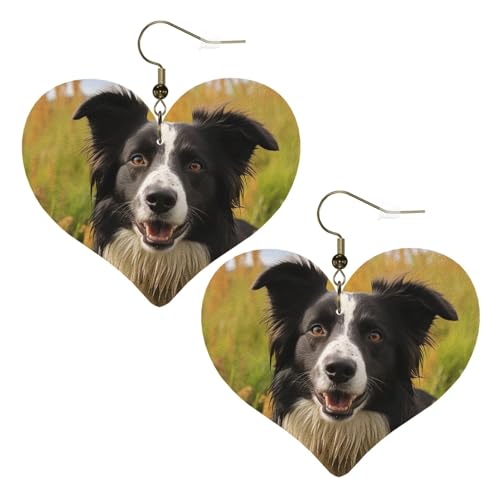 Mohado Border Collie Leder-Ohrringe für Damen, Herz-Ohrringe, leicht, baumelnde Ohrringe, Schmuckgeschenke, One Size, Kein Edelstein Mohado Border Collie Leder-Ohrringe für Damen, Herz-Ohrringe, leicht, baumelnde Ohrringe, Schmuckgeschenke, One Size, Kein Edelstein von FZQVSLCM
