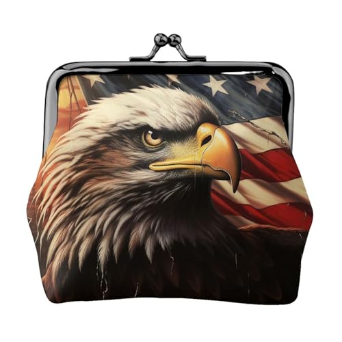 Münzgeldbörse aus Leder für Damen mit Kussschloss, Flagge und Adler, Clutch, Mini-Geldbörse Münzgeldbörse aus Leder für Damen mit Kussschloss, Flagge und Adler, Clutch, Mini-Geldbörse von FZQVSLCM