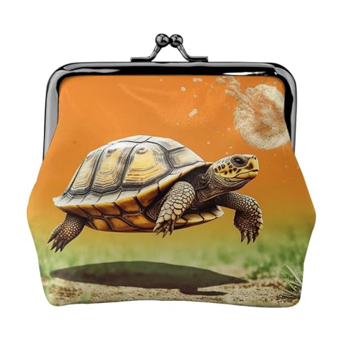 Münzgeldbörse aus Leder für Damen mit Kussschloss, Schildkröte, springende Clutch, Mini-Geldbörse Münzgeldbörse aus Leder für Damen mit Kussschloss, Schildkröte, springende Clutch, Mini-Geldbörse von FZQVSLCM