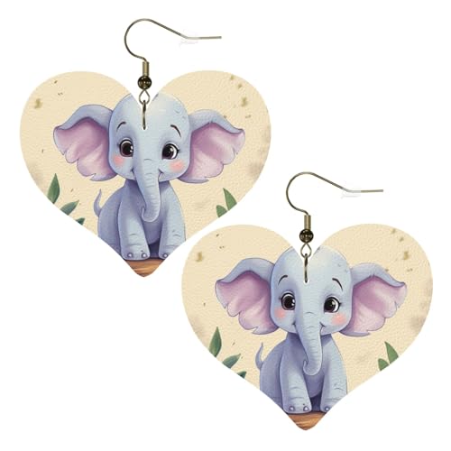 Niedliche Elefanten-Leder-Ohrringe für Damen, Herz-Ohrringe, leicht, baumelnde Ohrringe, Schmuck-Geschenke Niedliche Elefanten-Leder-Ohrringe für Damen, Herz-Ohrringe, leicht, baumelnde Ohrringe, Schmuck-Geschenke von FZQVSLCM