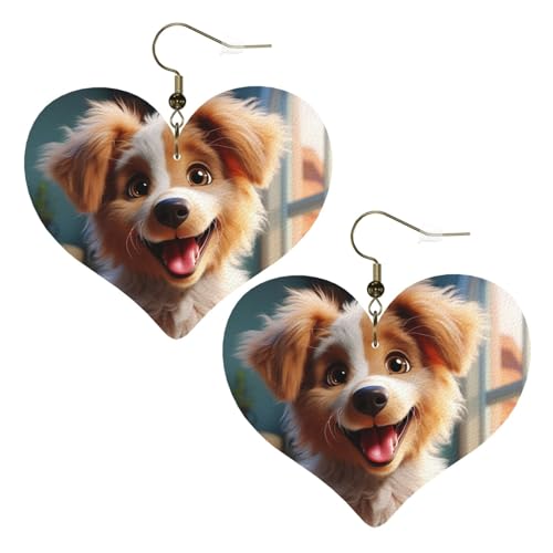 Niedliche Hunde-Leder-Ohrringe für Frauen, Herz-Ohrringe, leicht, baumelnde Ohrringe, Schmuck-Geschenke, One Size, Kein Edelstein Niedliche Hunde-Leder-Ohrringe für Frauen, Herz-Ohrringe, leicht, baumelnde Ohrringe, Schmuck-Geschenke, One Size, Kein Edelstein von FZQVSLCM