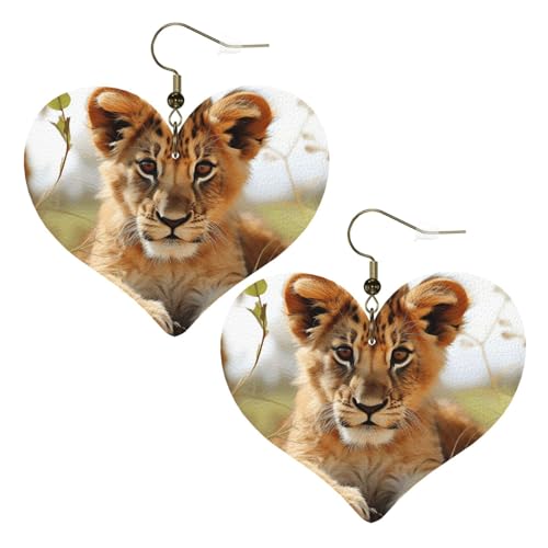Niedliche kleine Tier-Löwen-Leder-Ohrringe für Frauen, Herz-Ohrringe, leicht, baumelnde Ohrringe, Schmuck-Geschenke Niedliche kleine Tier-Löwen-Leder-Ohrringe für Frauen, Herz-Ohrringe, leicht, baumelnde Ohrringe, Schmuck-Geschenke von FZQVSLCM