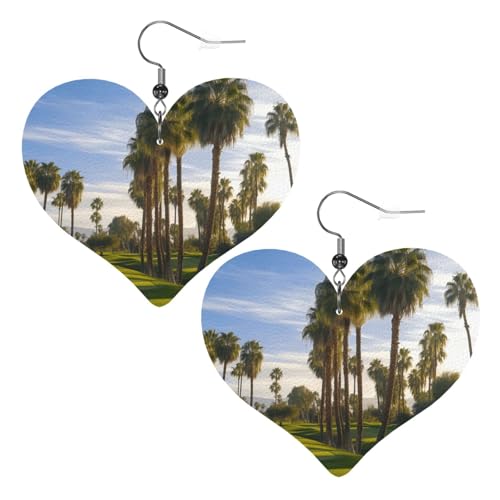 Palmen-Golf-Golfplatz-Leder-Ohrringe für Damen, Herz-Ohrringe, leicht, baumelnde Ohrringe, Schmuckgeschenke, One Size, Kein Edelstein Palmen-Golf-Golfplatz-Leder-Ohrringe für Damen, Herz-Ohrringe, leicht, baumelnde Ohrringe, Schmuckgeschenke, One Size, Kein Edelstein von FZQVSLCM