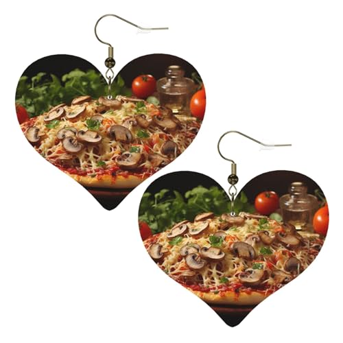 Pizza mit Pilzen und Tomaten, Leder-Ohrringe für Frauen, Herz-Ohrringe, leicht, baumelnde Ohrringe, Schmuckgeschenke, One Size, Kein Edelstein Pizza mit Pilzen und Tomaten, Leder-Ohrringe für Frauen, Herz-Ohrringe, leicht, baumelnde Ohrringe, Schmuckgeschenke, One Size, Kein Edelstein von FZQVSLCM