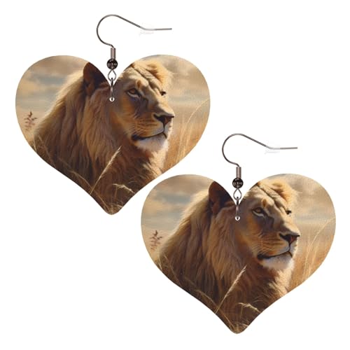 Prärie-Löwen-Leder-Ohrringe für Damen, Herz-Ohrringe, leicht, baumelnde Ohrringe, Schmuck, Geschenke, One Size, Kein Edelstein Prärie-Löwen-Leder-Ohrringe für Damen, Herz-Ohrringe, leicht, baumelnde Ohrringe, Schmuck, Geschenke, One Size, Kein Edelstein von FZQVSLCM