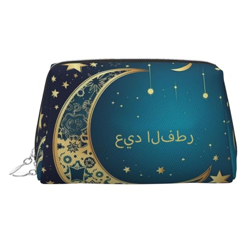 Reise-Make-up-Tasche, wasserdichte Make-up-Tasche für Geldbörse, Leder-Kulturtasche für Damen, Kosmetiktasche, Organizer, Eid al-Fitr Halbmond und Sterne, Make-up-Tasche mit Reißverschluss von FZQVSLCM