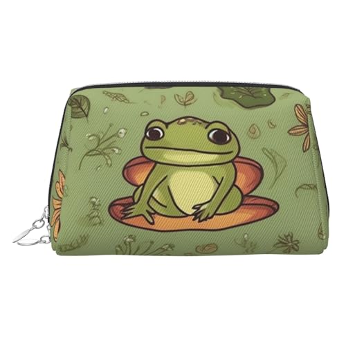 Reise-Make-up-Tasche, wasserdichte Make-up-Tasche für Geldbörse, Leder-Kulturtasche für Damen, Kosmetiktasche, Organizer, Frösche und Pilze, Make-up-Tasche mit Reißverschluss, Make-up-Taschen für von FZQVSLCM