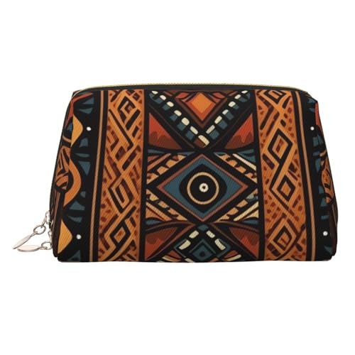 Reise-Make-up-Tasche, wasserdichte Make-up-Tasche für Geldbörse, Leder-Kulturtasche für Damen, Kosmetiktasche, Organizer, traditionelles afrikanisches Design, Make-up-Tasche mit Reißverschluss von FZQVSLCM