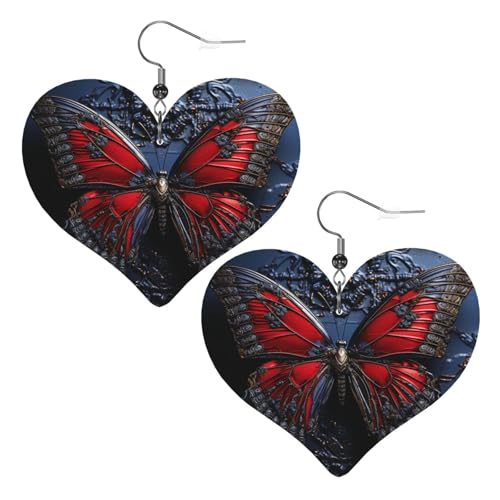 Rote Schmetterlings-Leder-Ohrringe für Damen, Herz-Ohrringe, leicht, baumelnde Ohrringe, Schmuck, Geschenke Rote Schmetterlings-Leder-Ohrringe für Damen, Herz-Ohrringe, leicht, baumelnde Ohrringe, Schmuck, Geschenke von FZQVSLCM