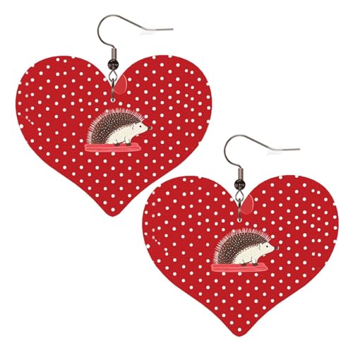 Rote gepunktete Igel-Leder-Ohrringe für Damen, Herz-Ohrringe, leicht, baumelnde Ohrringe, Schmuck, Geschenke Rote gepunktete Igel-Leder-Ohrringe für Damen, Herz-Ohrringe, leicht, baumelnde Ohrringe, Schmuck, Geschenke von FZQVSLCM