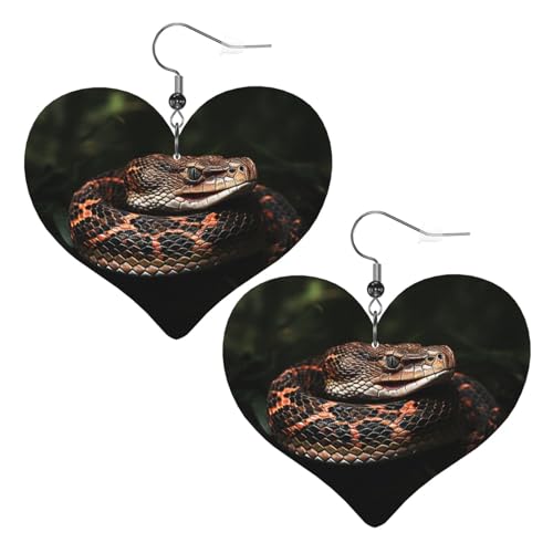 Schlangenleder-Ohrringe für Damen, Herz-Ohrringe, leicht, baumelnde Ohrringe, Schmuck-Geschenke, One Size, Kein Edelstein von FZQVSLCM