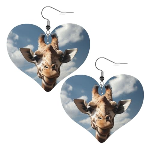 Schöne Giraffen-Leder-Ohrringe für Damen, Herz-Ohrringe, leicht, baumelnde Ohrringe, Schmuck-Geschenke Schöne Giraffen-Leder-Ohrringe für Damen, Herz-Ohrringe, leicht, baumelnde Ohrringe, Schmuck-Geschenke von FZQVSLCM