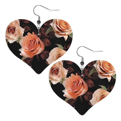 Schwarze Pfirsich-Rose-Leder-Ohrringe für Damen, Herz-Ohrringe, leicht, baumelnd, Schmuckgeschenk, One Size, Kein Edelstein Schwarze Pfirsich-Rose-Leder-Ohrringe für Damen, Herz-Ohrringe, leicht, baumelnd, Schmuckgeschenk, One Size, Kein Edelstein von FZQVSLCM