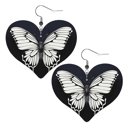 Schwarze und weiße Schmetterlings-Leder-Ohrringe für Frauen, Herz-Ohrringe, leichte baumelnde Ohrringe, Schmuck-Geschenke Schwarze und weiße Schmetterlings-Leder-Ohrringe für Frauen, Herz-Ohrringe, leichte baumelnde Ohrringe, Schmuck-Geschenke von FZQVSLCM