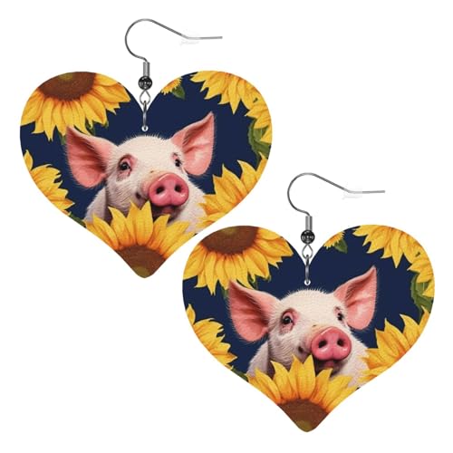 Smiling Leather Earrings for Women Heart Earring Lightweight Dangle Earrings Jewelry Gifts von FZQVSLCM