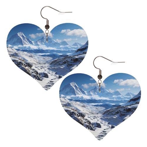 Spektakuläre schneebedeckte Berge, Leder-Ohrringe für Frauen, Herz-Ohrringe, leicht, baumelnde Ohrringe, Schmuck-Geschenke Spektakuläre schneebedeckte Berge, Leder-Ohrringe für Frauen, Herz-Ohrringe, leicht, baumelnde Ohrringe, Schmuck-Geschenke von FZQVSLCM