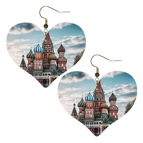 St.-Basilikum-Kathedrale, rot in Moskau, Leder-Ohrringe für Damen, Herz-Ohrringe, leicht, baumelnd, Schmuck, Geschenke St.-Basilikum-Kathedrale, rot in Moskau, Leder-Ohrringe für Damen, Herz-Ohrringe, leicht, baumelnd, Schmuck, Geschenke von FZQVSLCM