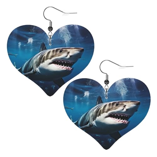Tolle weiße Hai-Leder-Ohrringe für Frauen, Herz-Ohrringe, leicht, baumelnde Ohrringe, Schmuck-Geschenke Tolle weiße Hai-Leder-Ohrringe für Frauen, Herz-Ohrringe, leicht, baumelnde Ohrringe, Schmuck-Geschenke von FZQVSLCM