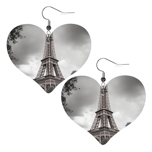 Tower Paris Leder-Ohrringe für Damen, Herz-Ohrringe, leicht, baumelnde Ohrringe, Schmuckgeschenke, One Size, Kein Edelstein Tower Paris Leder-Ohrringe für Damen, Herz-Ohrringe, leicht, baumelnde Ohrringe, Schmuckgeschenke, One Size, Kein Edelstein von FZQVSLCM