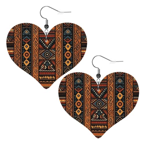 Traditionelles afrikanisches Design-Muster, Leder-Ohrringe für Frauen, Herz-Ohrringe, leicht, baumelnde Ohrringe, Schmuck, Geschenke Traditionelles afrikanisches Design-Muster, Leder-Ohrringe für Frauen, Herz-Ohrringe, leicht, baumelnde Ohrringe, Schmuck, Geschenke von FZQVSLCM