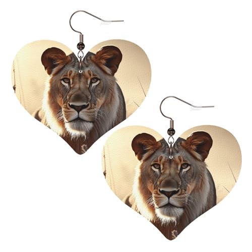 Weibliche Löwen-Leder-Ohrringe für Frauen, Herz-Ohrringe, leicht, baumelnde Ohrringe, Schmuck-Geschenke, One Size, Kein Edelstein Weibliche Löwen-Leder-Ohrringe für Frauen, Herz-Ohrringe, leicht, baumelnde Ohrringe, Schmuck-Geschenke, One Size, Kein Edelstein von FZQVSLCM
