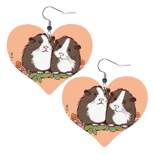 Zwei Meerschweinchen-Ohrringe zum Aufhängen, Lederohrringe für Frauen, Herz-Ohrringe, leicht, baumelnde Ohrringe, Schmuck, Geschenke Zwei Meerschweinchen-Ohrringe zum Aufhängen, Lederohrringe für Frauen, Herz-Ohrringe, leicht, baumelnde Ohrringe, Schmuck, Geschenke von FZQVSLCM
