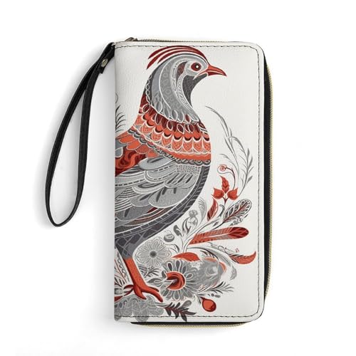 FZQVSWTX Damen-Geldbörse aus Leder, tiefer Smaragd- und Bernstein-Druck, großes Fassungsvermögen, Clutch, Kreditkartenetui, Wunderschönes Blumenmuster, 19.7x10.5cm von FZQVSWTX