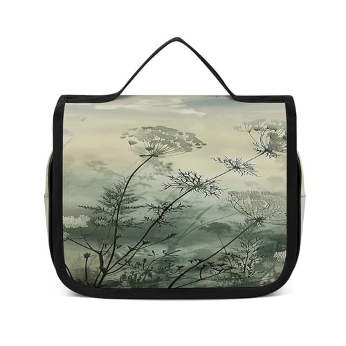 FZQVSWTX Kulturbeutel zum Aufhängen, für Damen und Herren, handgezeichnete, schwarze Katze, bedrucktes Polyester, tragbarer Kulturbeutel, Blumen im Nebel, 22.5x18.5cm FZQVSWTX Kulturbeutel zum Aufhängen, für Damen und Herren, handgezeichnete, schwarze Katze, bedrucktes Polyester, tragbarer Kulturbeutel, Blumen im Nebel, 22.5x18.5cm von FZQVSWTX