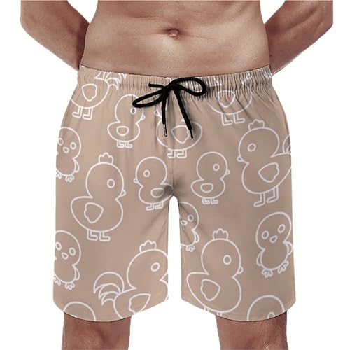 Badehose Herren Cartoon-Ente Swim Trunks Schnelltrocknend Badeshorts Schwimmhose Boardshorts Mit Kordelzug XL von FZRTGOP