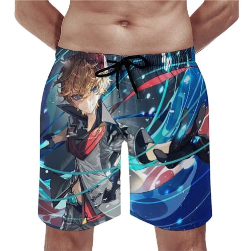 FZRTGOP Badehose Herren Anime-Junge Swim Trunks Schnelltrocknend Badeshorts Schwimmhose Boardshorts Mit Kordelzug L von FZRTGOP