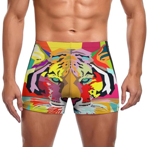 FZRTGOP Farbe Tiger Herren Badehose Kurz Badeshorts Schwimmhose Bademode Badeslip Swim Briefs von FZRTGOP