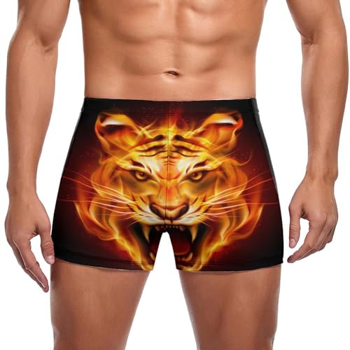 FZRTGOP Feuer-Tiger Herren Badehose Kurz Badeshorts Schwimmhose Bademode Badeslip Swim Briefs von FZRTGOP