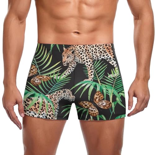 FZRTGOP Leopard Schmetterling Herren Badehose Kurz Badeshorts Schwimmhose Bademode Badeslip Swim Briefs von FZRTGOP