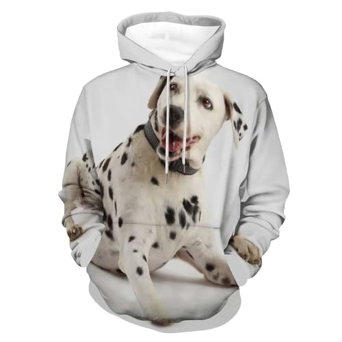 FZRTGOP Unisex Hoodie Dalmatiner Hund Kapuzenpullover Drawstring Pullover Hoody Sweatshirt Für Herren Damen L von FZRTGOP