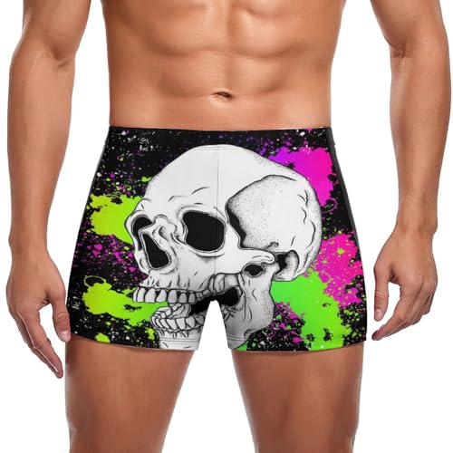 FZRTGOP Weißer Totenkopf Herren Badehose Kurz Badeshorts Schwimmhose Bademode Badeslip Swim Briefs von FZRTGOP